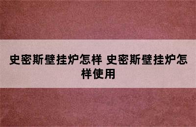 史密斯壁挂炉怎样 史密斯壁挂炉怎样使用